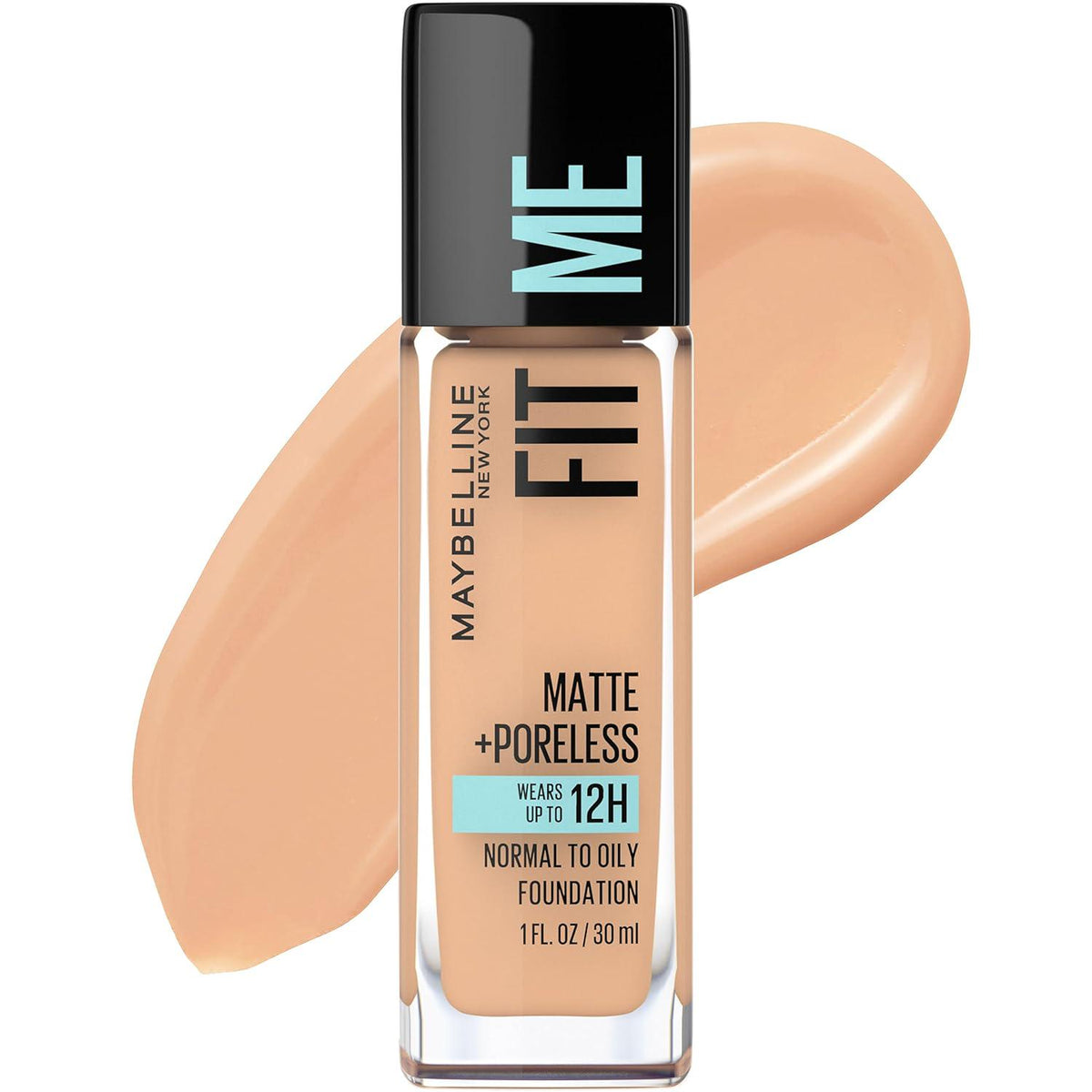 Maybelline Fit Me Matte + Poreless Liquid Oil-Free Foundation Makeup, Buff Beige, 1 Count (Packaging May Vary),