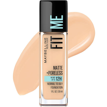 Maybelline Fit Me Matte + Poreless Liquid Oil-Free Foundation Makeup, Classic Ivory, 1 Count (Packaging May Vary),