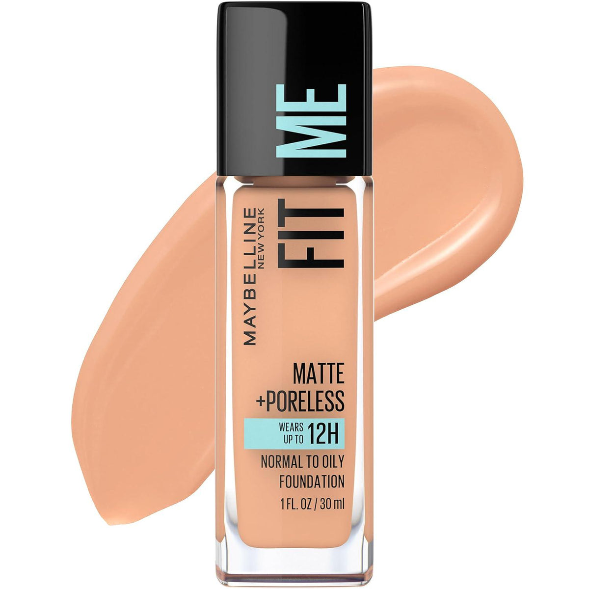 Maybelline Fit Me Matte + Poreless Liquid Oil-Free Foundation Makeup, Light Honey, 1 Count (Packaging May Vary),