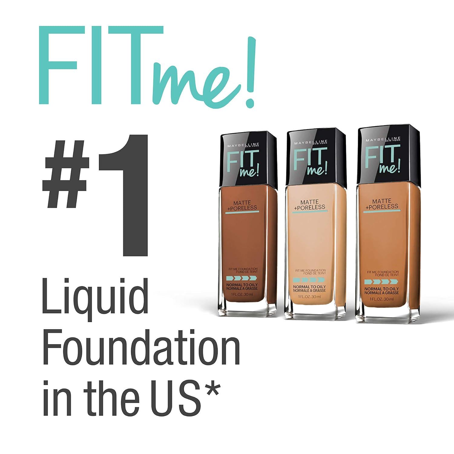 Maybelline Fit Me Matte + Poreless Liquid Foundation Makeup, Natural Buff, 2 COUNT Oil-Free Foundation,