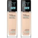Maybelline Fit Me Matte + Poreless Liquid Foundation Makeup, Ivory, 2 COUNT Oil-Free Foundation,