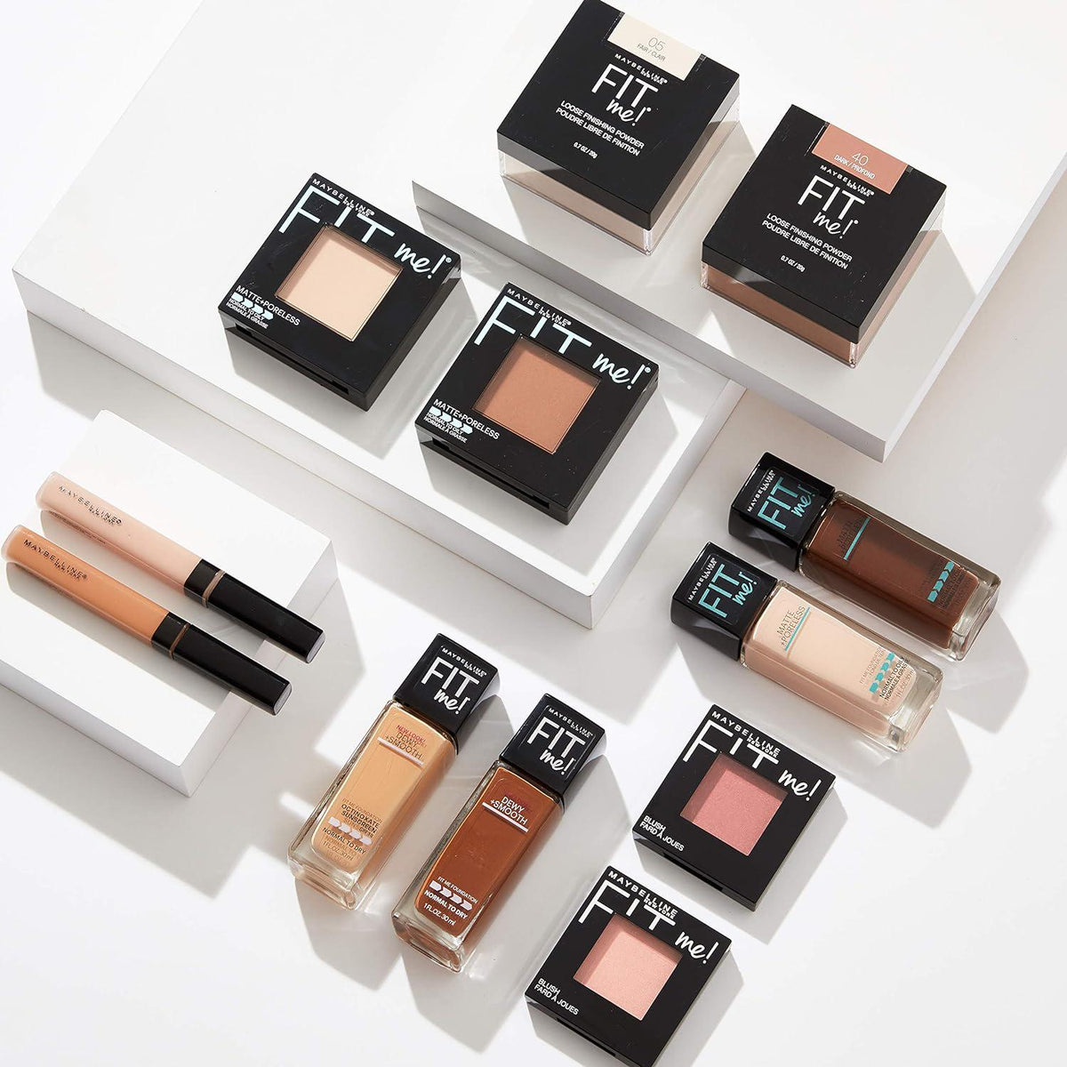 Maybelline Fit Me Matte + Poreless Liquid Foundation Makeup, Classic Ivory, 2 COUNT Oil-Free Foundation,