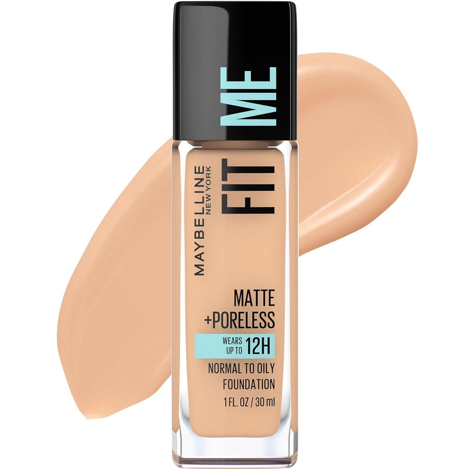 Maybelline Fit Me Matte + Poreless Liquid Oil-Free Foundation Makeup, True Beige, 1 Count (Packaging May Vary),