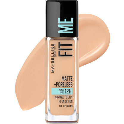 Maybelline Fit Me Matte + Poreless Liquid Oil-Free Foundation Makeup, True Beige, 1 Count (Packaging May Vary),