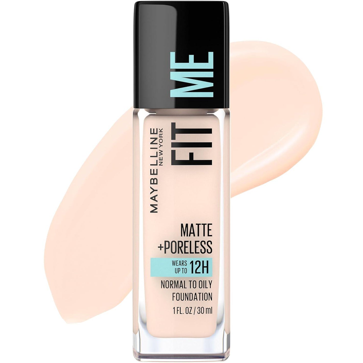 Maybelline Fit Me Matte + Poreless Liquid Oil-Free Foundation Makeup, Fair Porcelain, 1 Count (Packaging May Vary),