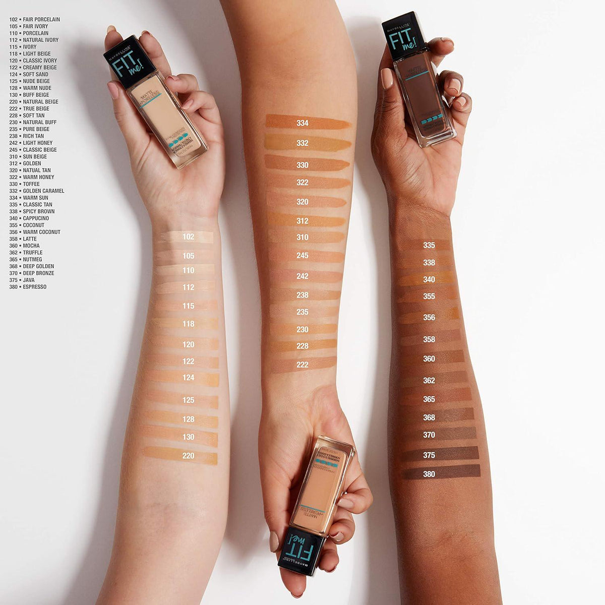 Maybelline Fit Me Matte + Poreless Liquid Foundation Makeup, Classic Ivory, 2 COUNT Oil-Free Foundation,