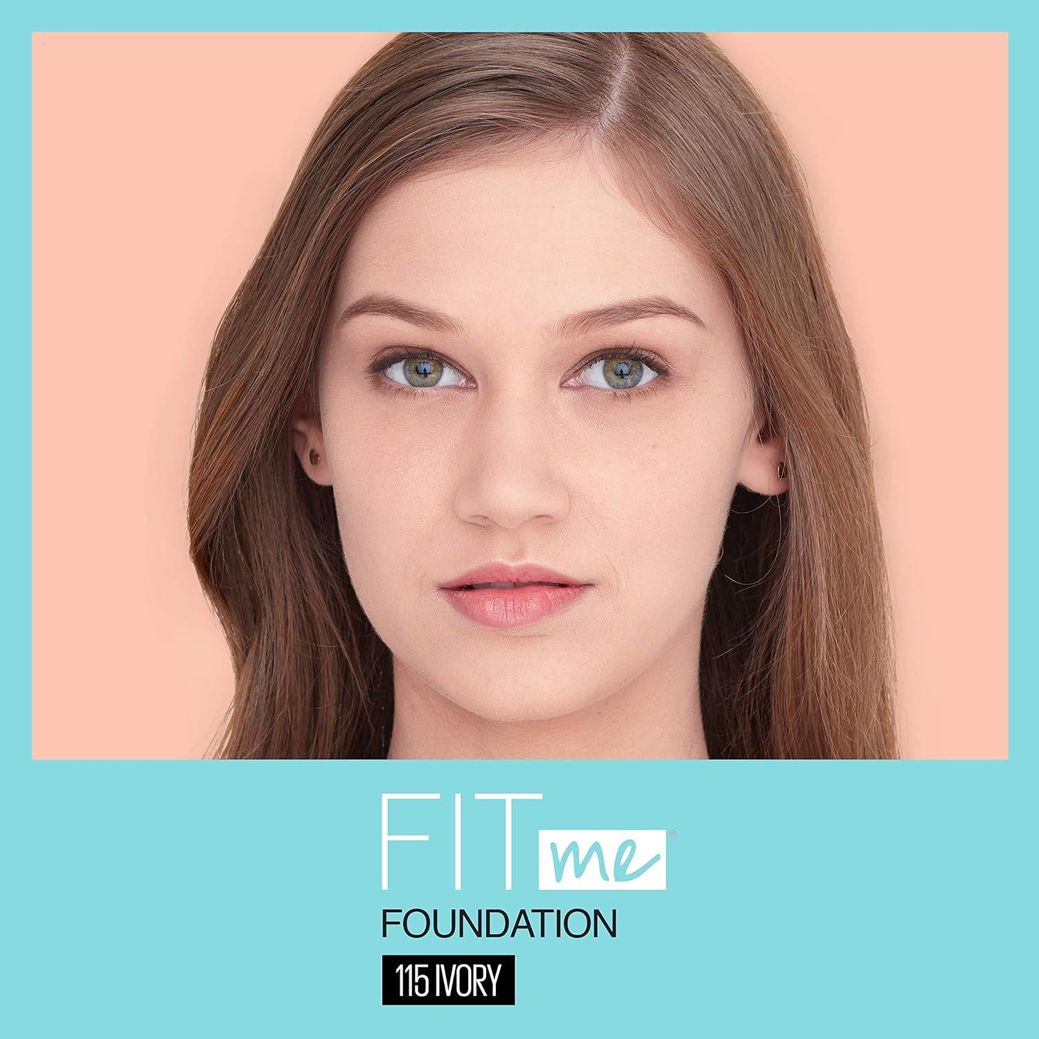 Maybelline Fit Me Matte + Poreless Liquid Foundation Makeup, Ivory, 2 COUNT Oil-Free Foundation,