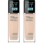 Maybelline Fit Me Matte + Poreless Liquid Foundation Makeup, Classic Ivory, 2 COUNT Oil-Free Foundation,