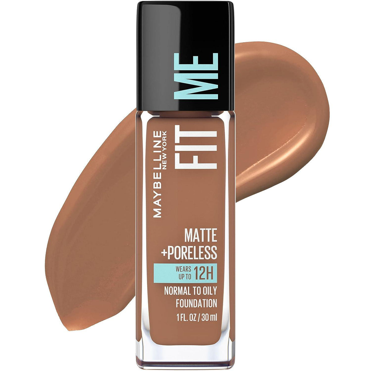 Maybelline Fit Me Matte + Poreless Liquid Oil-Free Foundation Makeup, Latte, 1 Count (Packaging May Vary),