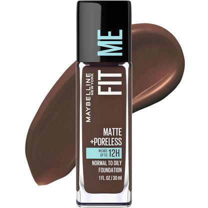 Maybelline Fit Me Matte + Poreless Liquid Oil-Free Foundation Makeup, Espresso, 1 Count (Packaging May Vary),