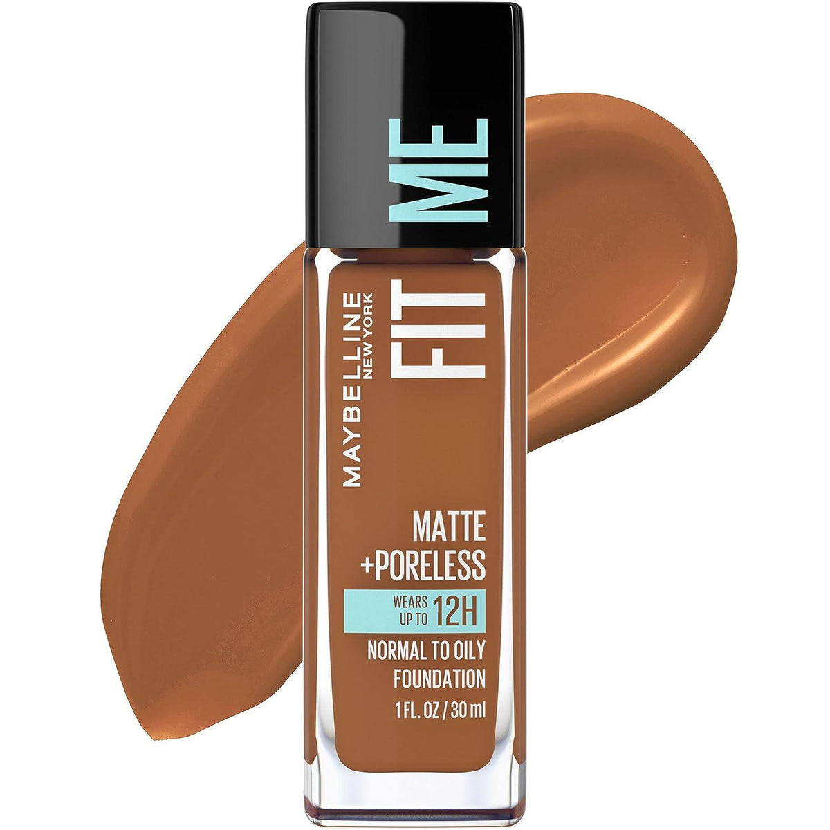 Maybelline Fit Me Matte + Poreless Liquid Oil-Free Foundation Makeup, Mocha, 1 Count (Packaging May Vary),