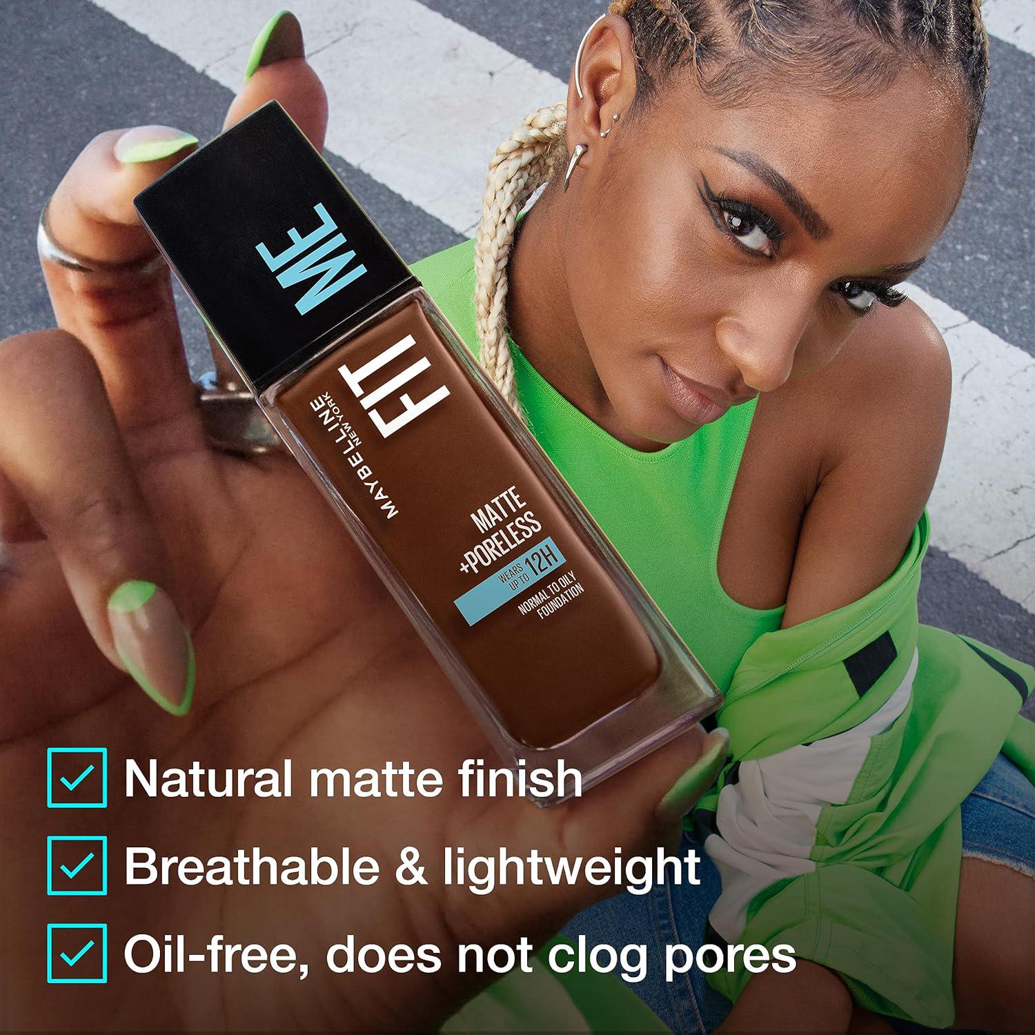 Maybelline Fit Me Matte + Poreless Liquid Oil-Free Foundation Makeup, Classic Ivory, 1 Count (Packaging May Vary),