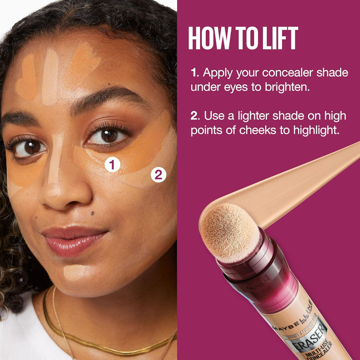 Maybelline Instant Age Rewind Eraser Dark Circles Treatment Multi-Use Concealer, 147.5, 1 Count (Packaging May Vary),