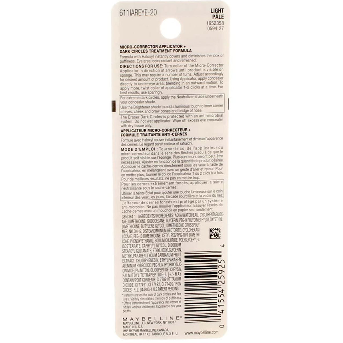 Maybelline Instant Age Rewind Eraser Dark Circles Treatment Concealer, Light 0.2 Oz (Pack Of 2),