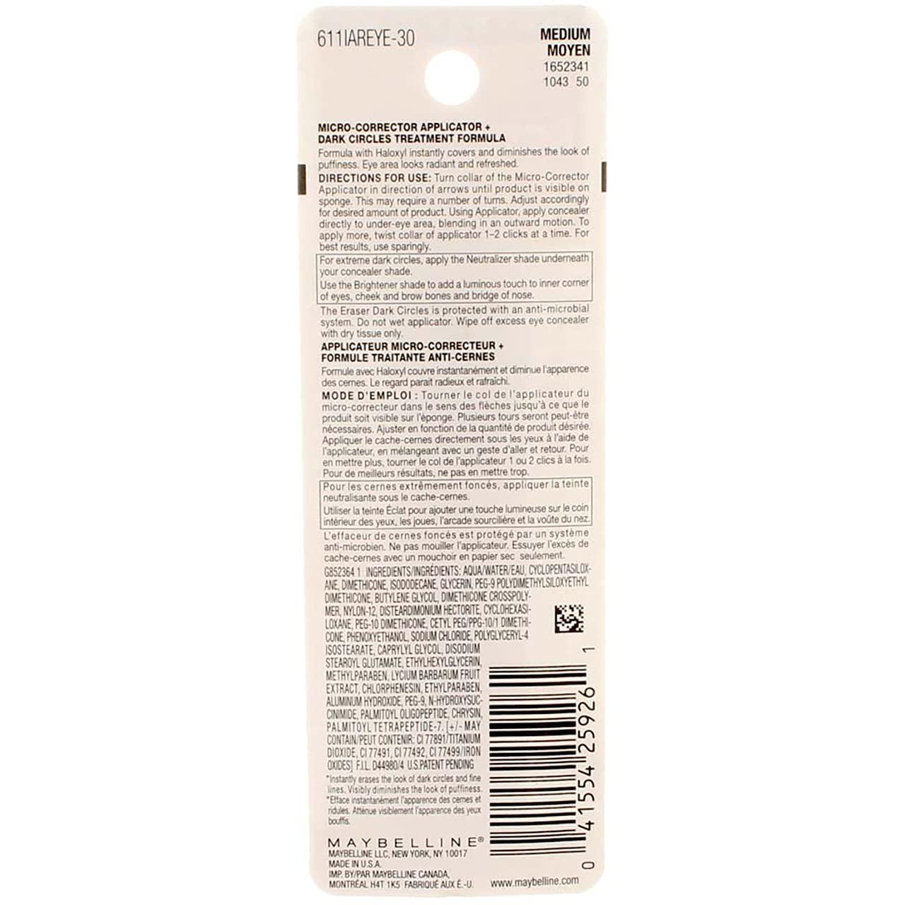 Maybelline Instant Age Rewind Eraser Dark Circles Treatment Concealer, Medium .2 Oz (Pack Of 4),