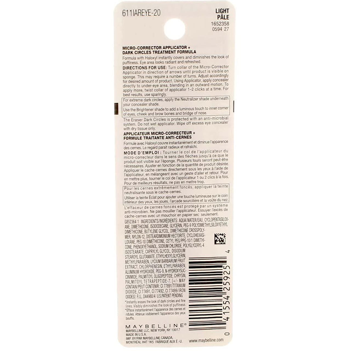 Maybelline Instant Age Rewind Eraser Dark Circles Treatment Concealer, Light 0.2 Oz (Pack Of 2),