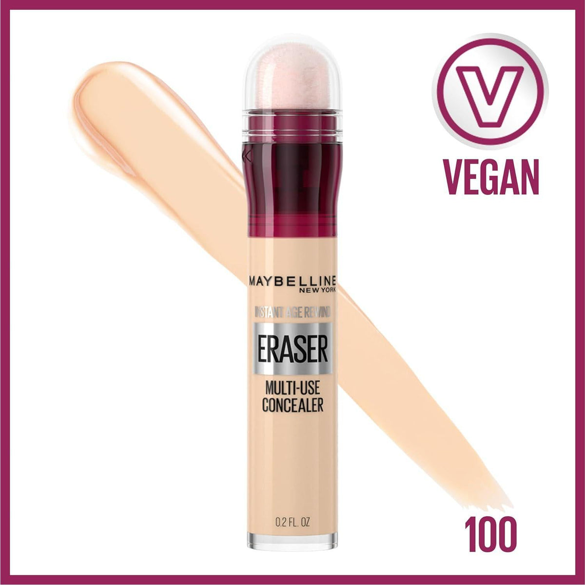Maybelline Instant Age Rewind Eraser Dark Circles Treatment Multi-Use Concealer, 100, 1 Count (Packaging May Vary),