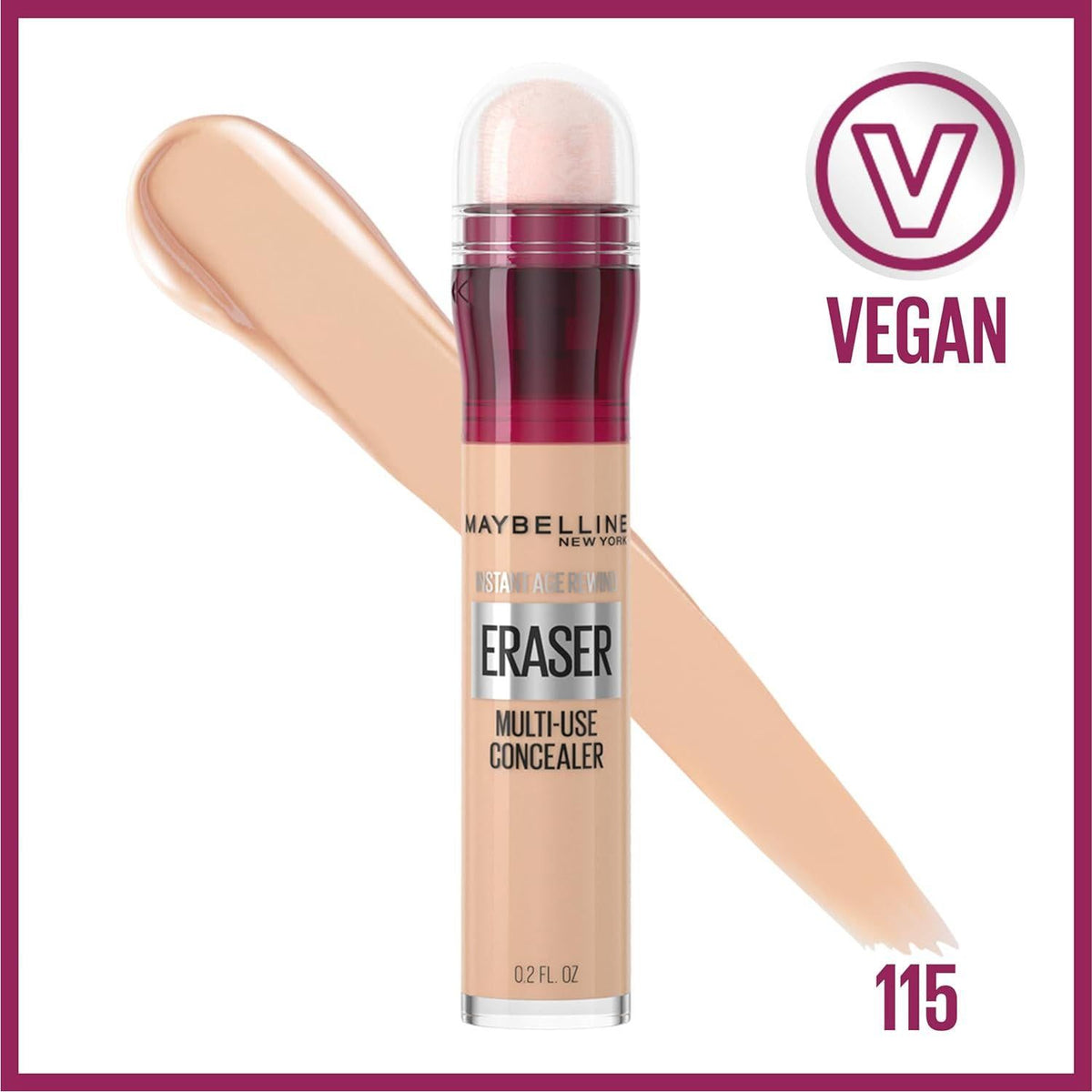 Maybelline Instant Age Rewind Eraser Dark Circles Treatment Multi-Use Concealer, 115, 1 Count (Packaging May Vary),
