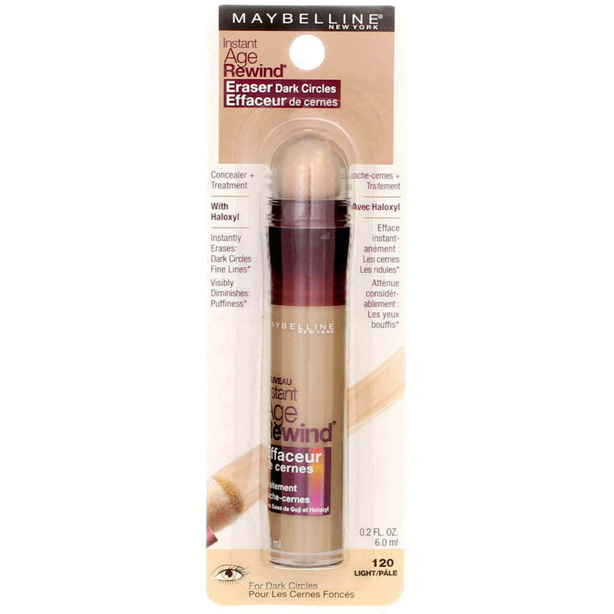 Maybelline Instant Age Rewind Eraser Dark Circles Treatment Concealer, Light 0.2 Oz (Pack Of 6),