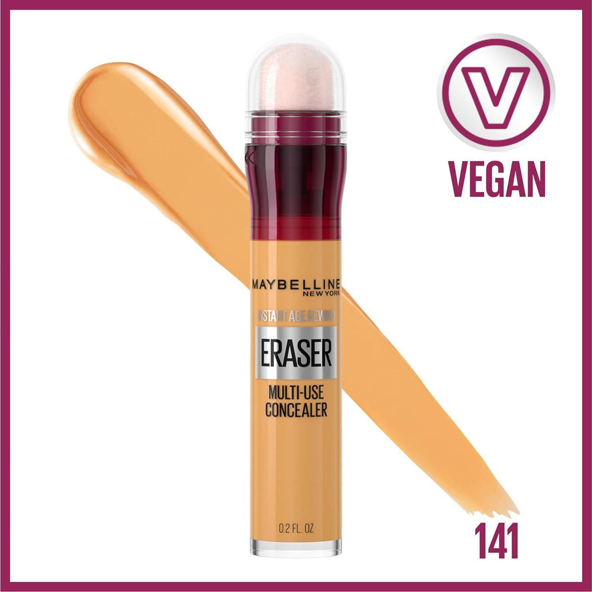 Maybelline Instant Age Rewind Eraser Dark Circles Treatment Multi-Use Concealer, 141, 1 Count (Packaging May Vary),
