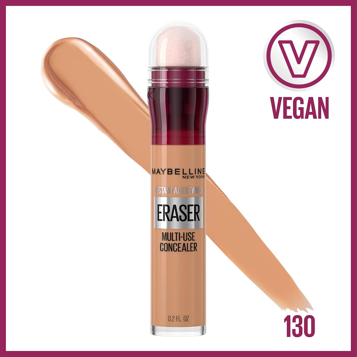 Maybelline Instant Age Rewind Eraser Dark Circles Treatment Multi-Use Concealer, 130, 1 Count (Packaging May Vary),