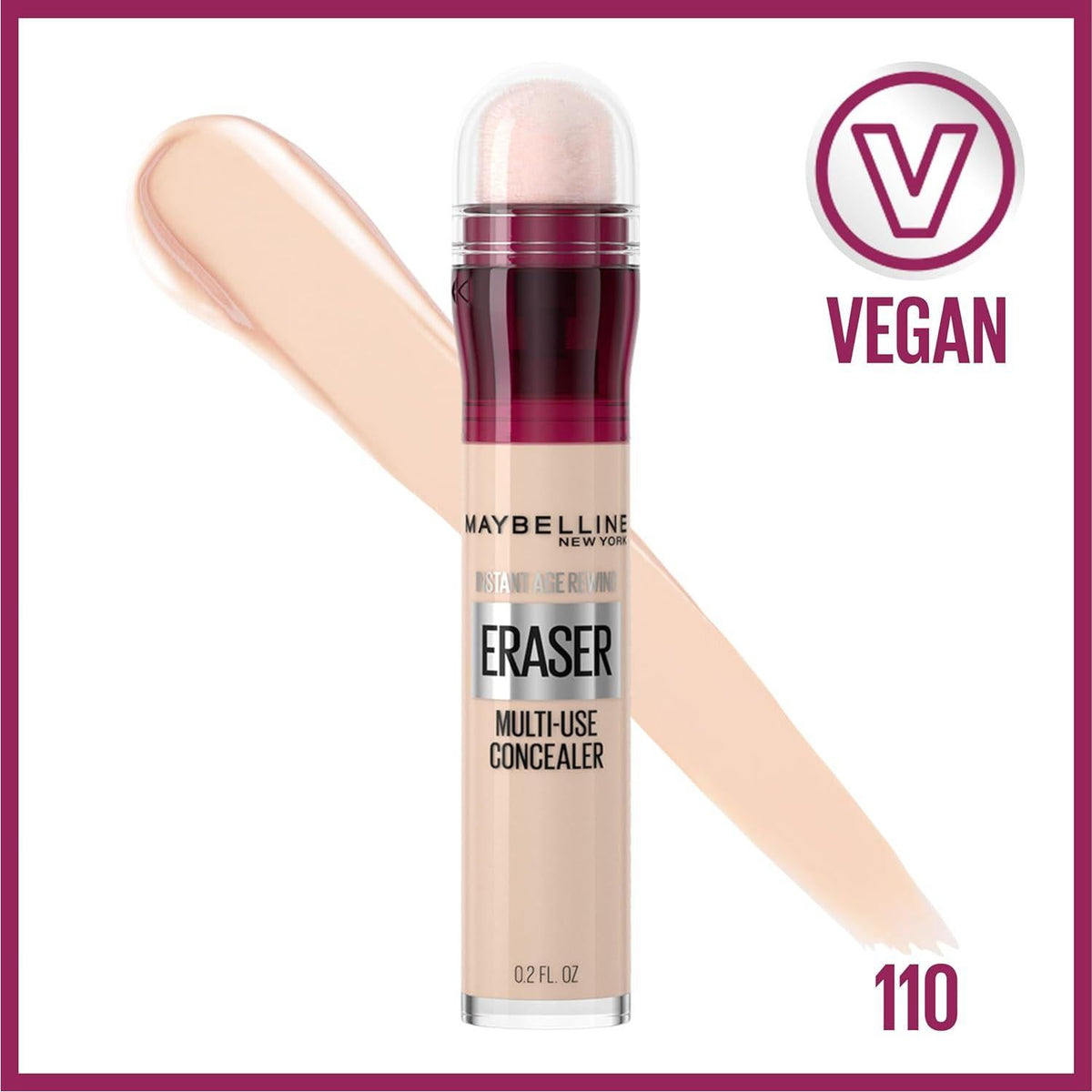 Maybelline Instant Age Rewind Eraser Dark Circles Treatment Multi-Use Concealer, 110, 1 Count (Packaging May Vary),