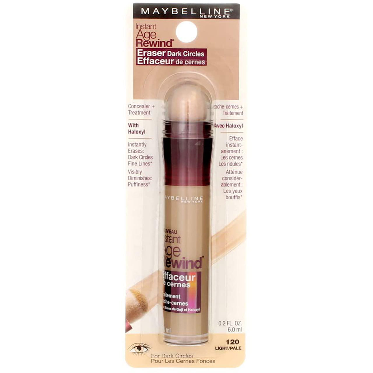 Maybelline Instant Age Rewind Eraser Dark Circles Treatment Concealer, Light 0.2 Oz (Pack Of 6),