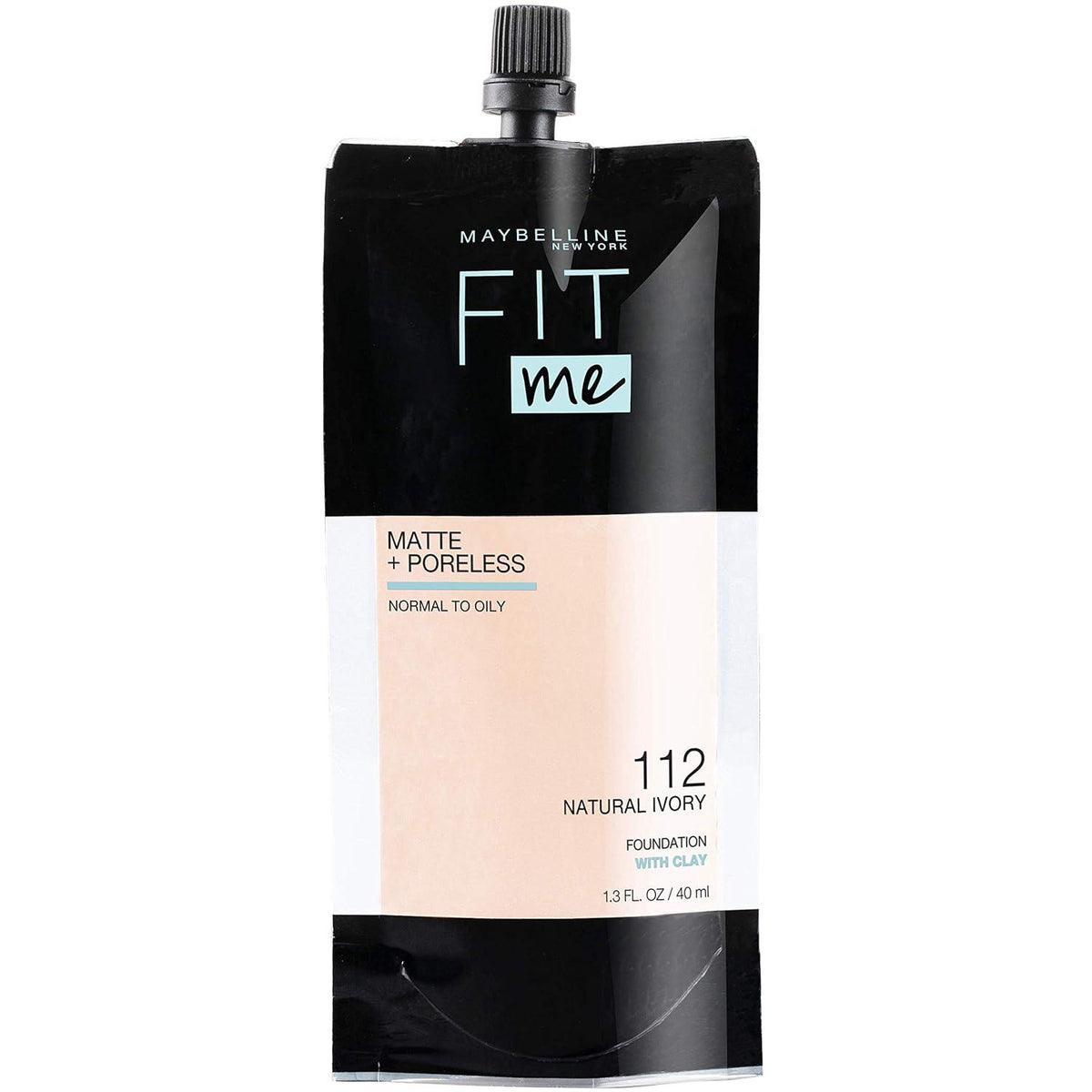 Maybelline New York Fit Me Matte + Poreless Liquid Foundation, Pouch Format, 112 Natural Ivory, 1.3 Ounce,