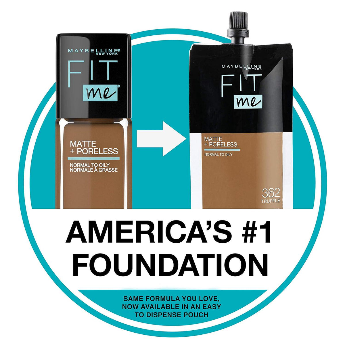 Maybelline New York Fit Me Matte + Poreless Liquid Foundation, Pouch Format, 130 Buff Beige, 1.3 Ounce,