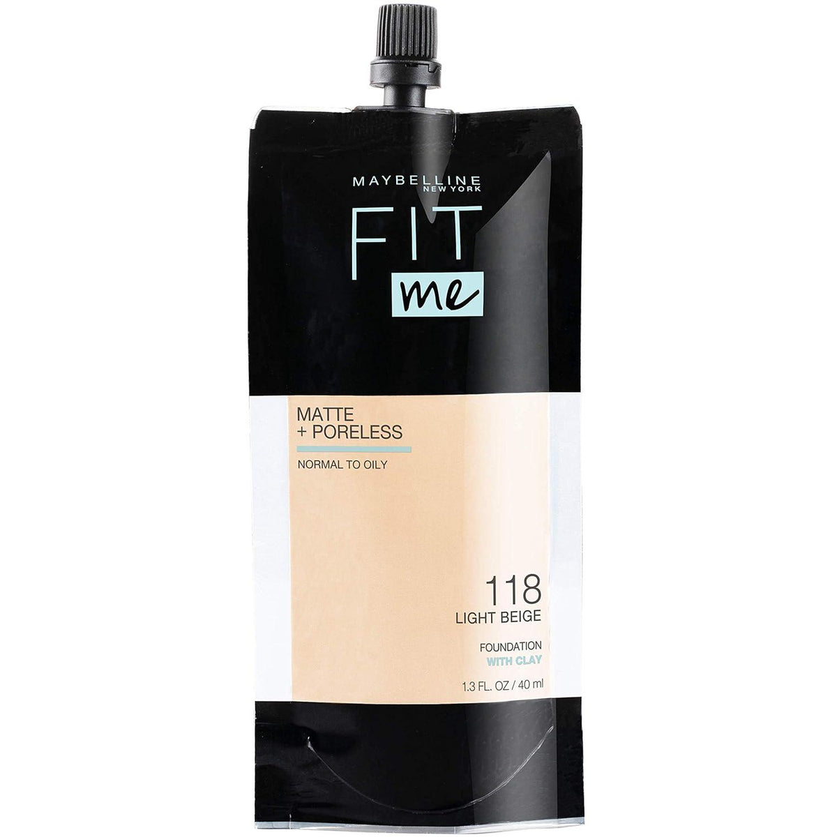 Maybelline New York Fit Me Matte + Poreless Liquid Foundation, Pouch Format, 102 Fair Porcelain, 1.3 Ounce,