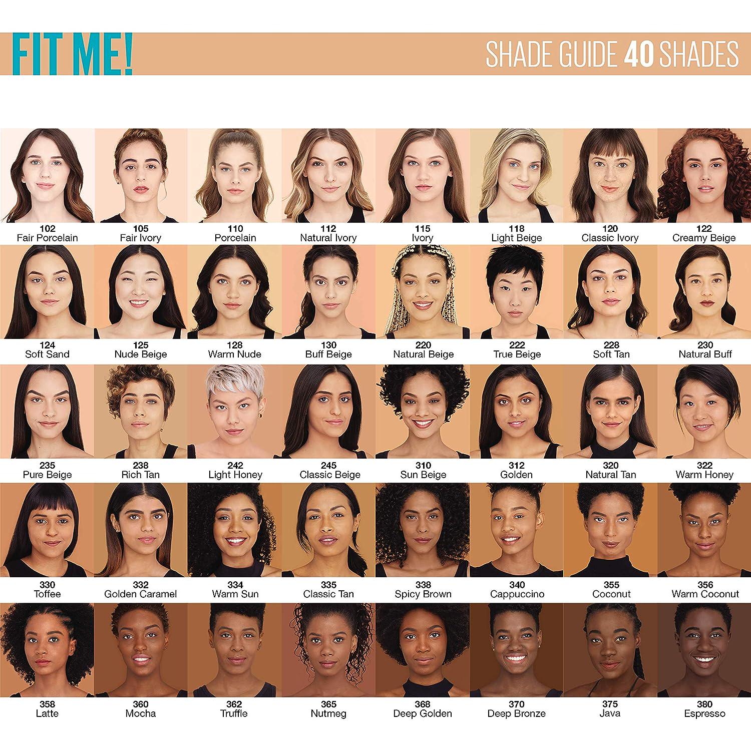 Maybelline New York Fit Me Matte + Poreless Liquid Foundation, Pouch Format, 340 Cappuccino, 1.3 Ounce,
