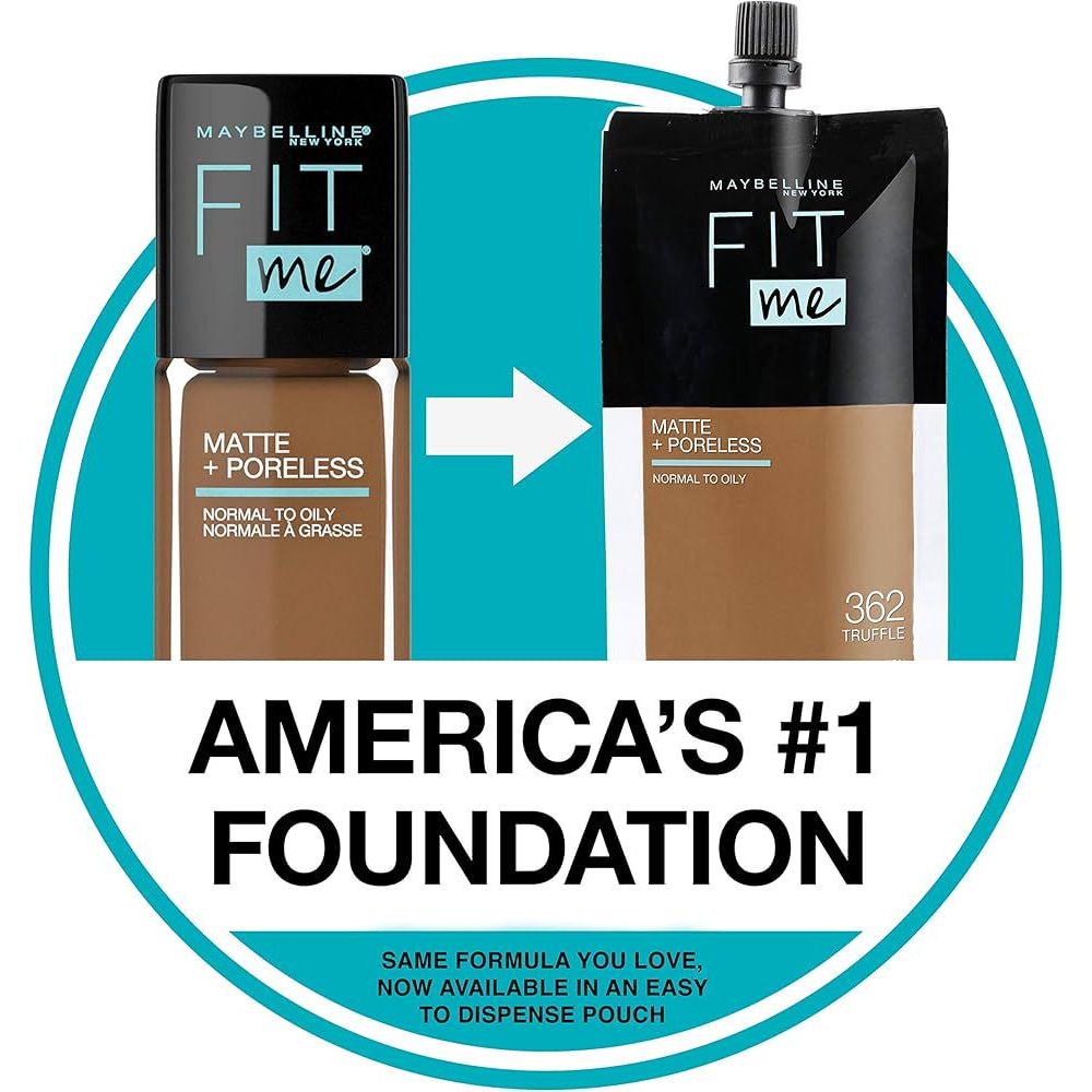 Maybelline New York Fit Me Matte + Poreless Liquid Foundation, Pouch Format, 220 Natural Beige, 1.3 Ounce,