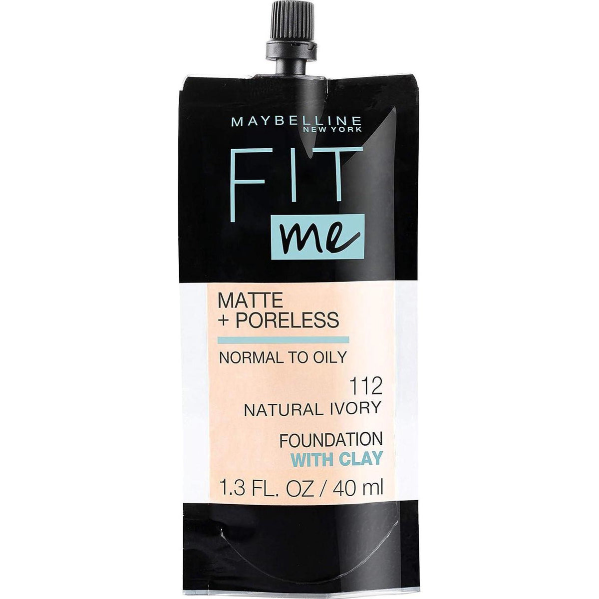 Maybelline New York Fit Me Matte + Poreless Liquid Foundation, Pouch Format, 112 Natural Ivory, 1.3 Ounce,