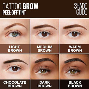 Maybelline Brow Tattoo Tint, 1 Pc, 4.9ml Dark Brown, Longwear Gel for Eyebrows, Peel-Off for Natural Look