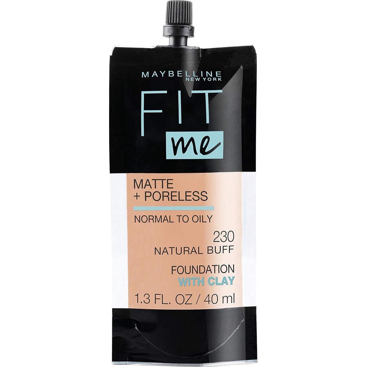 Maybelline New York Fit Me Matte + Poreless Liquid Foundation, Pouch Format, 230 Natural Buff, 1.3 Ounce,