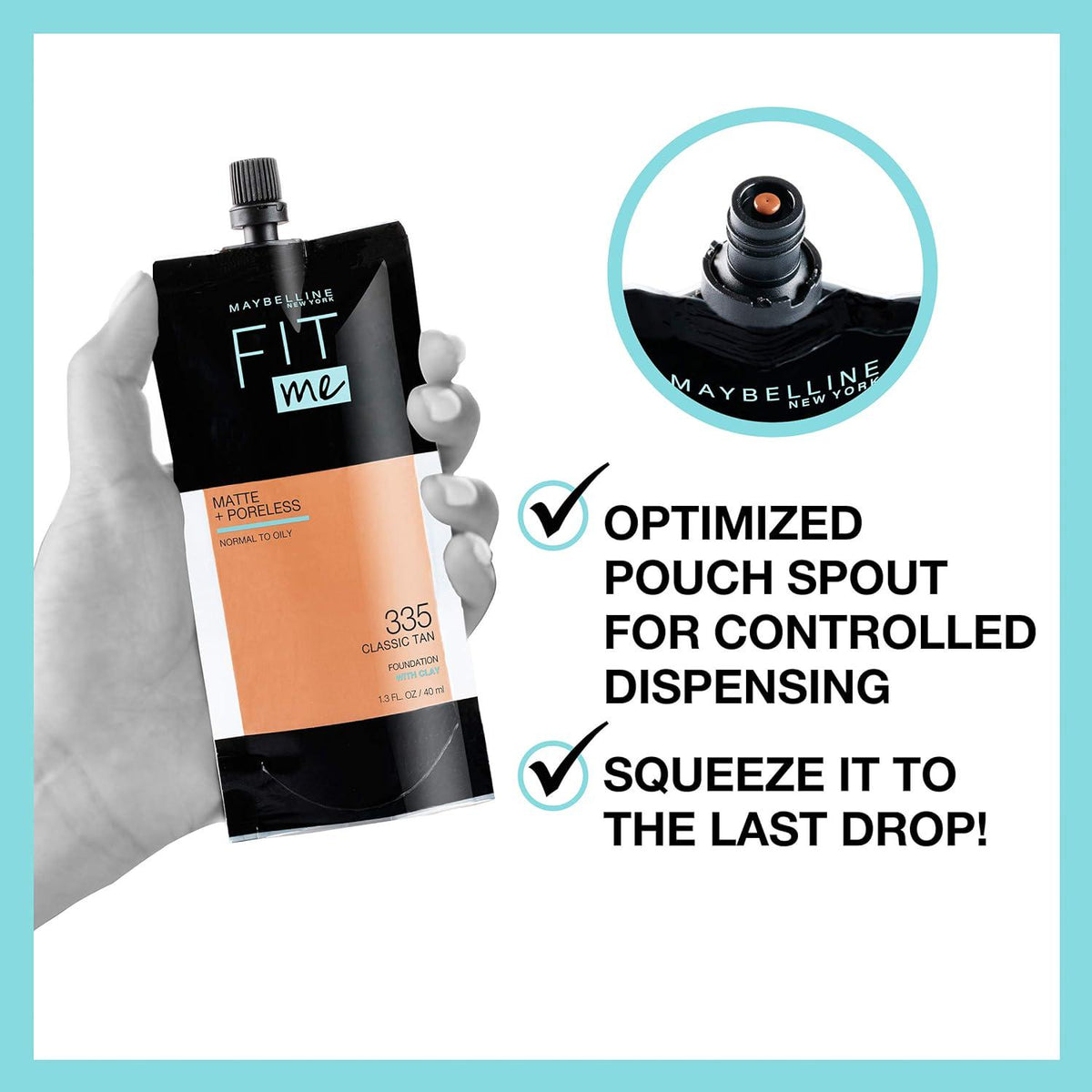 Maybelline New York Fit Me Matte + Poreless Liquid Foundation, Pouch Format, 102 Fair Porcelain, 1.3 Ounce,