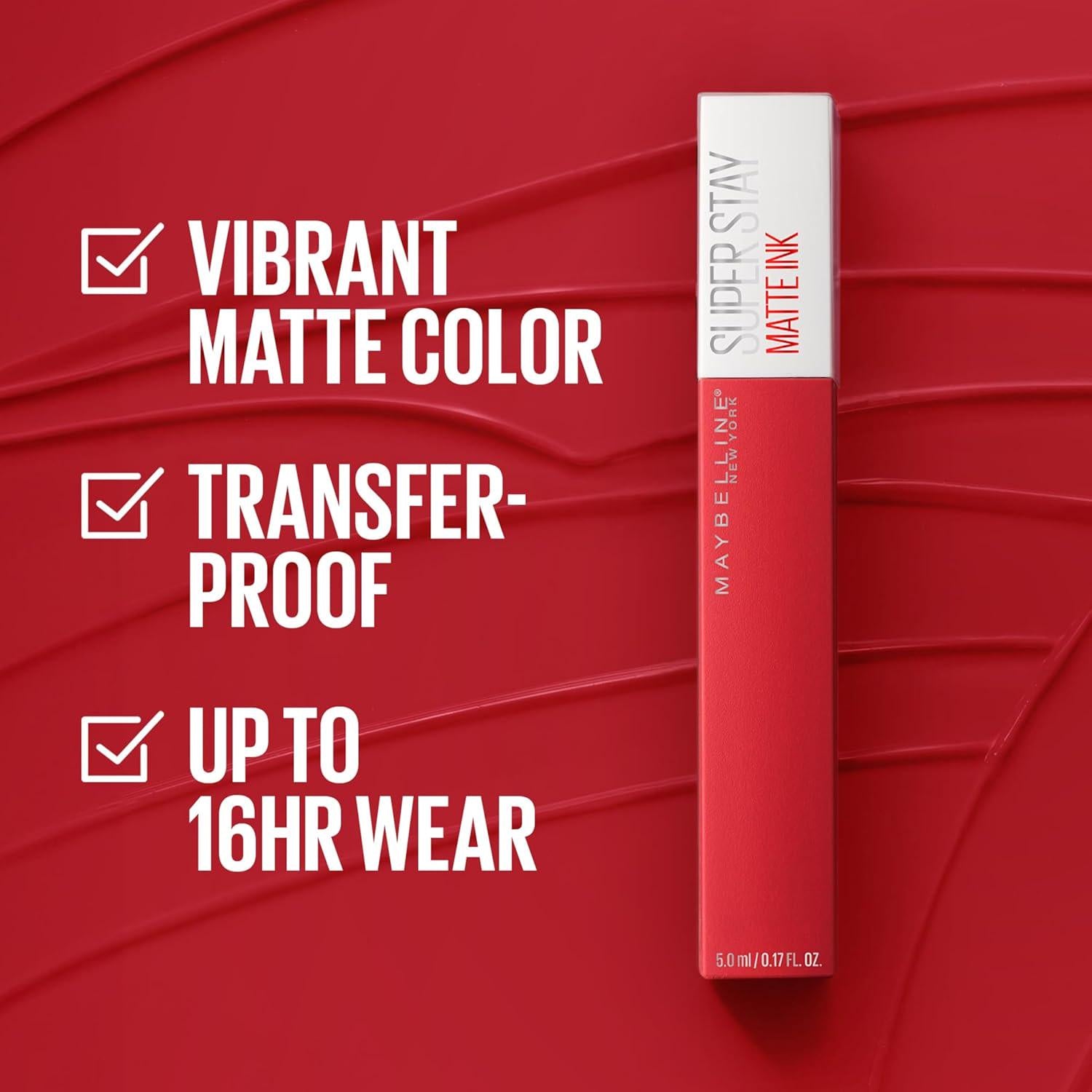 Maybelline Super Stay Matte Ink Liquid Lipstick Makeup, Long Lasting High Impact Color, Up To 16H Wear, Composer, Cherry Brown, 1 Count,Does not Apply
