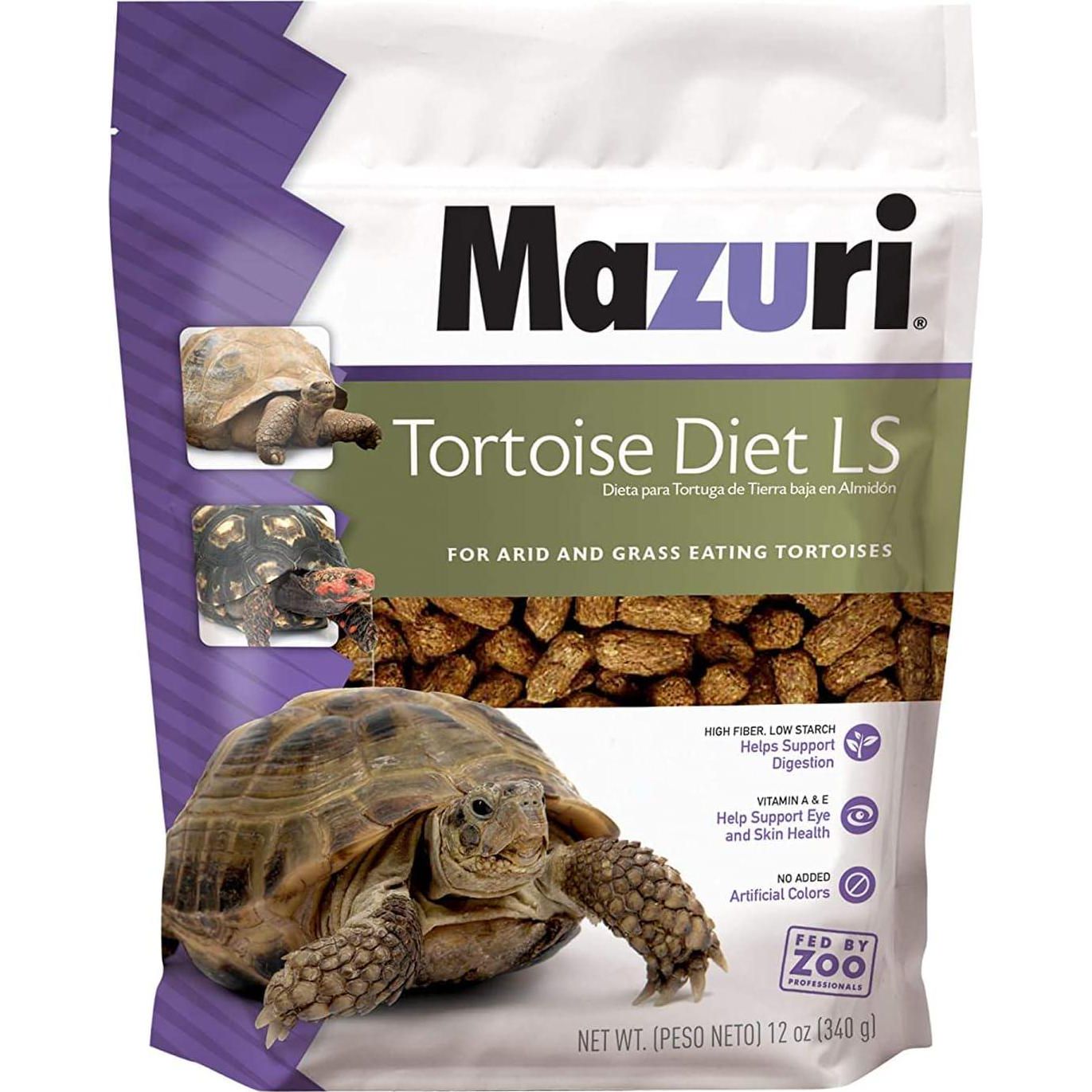 Mazuri | Tortoise LS Diet For African Spurred/Sulcata, Desert, Egyptian, Galapagos, Gopher, Greek, Leopard, Pancake, Radiated Or Yellow-Footed Tortoise, | 12 Ounce (12 OZ) Bag,