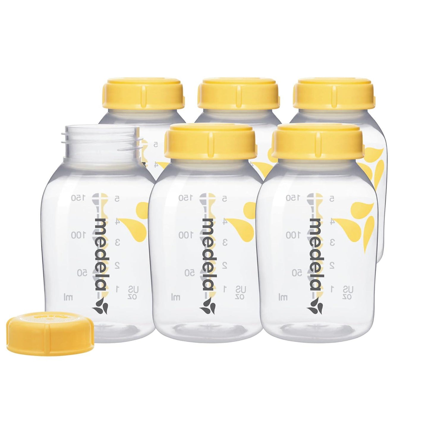 Medela Breast Milk Storage Bottles, 6 Pack, 5 oz Each, BPA-Free, Compatible with All Medela Breast Pumps