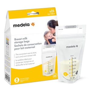 Medela Breastmilk Storage Bags, Ready To Use Breast Milk Storing Bags For Breastfeeding, Self Standing Bag, Space Saving Flat Profile, 25 Count (Pack Of 1),