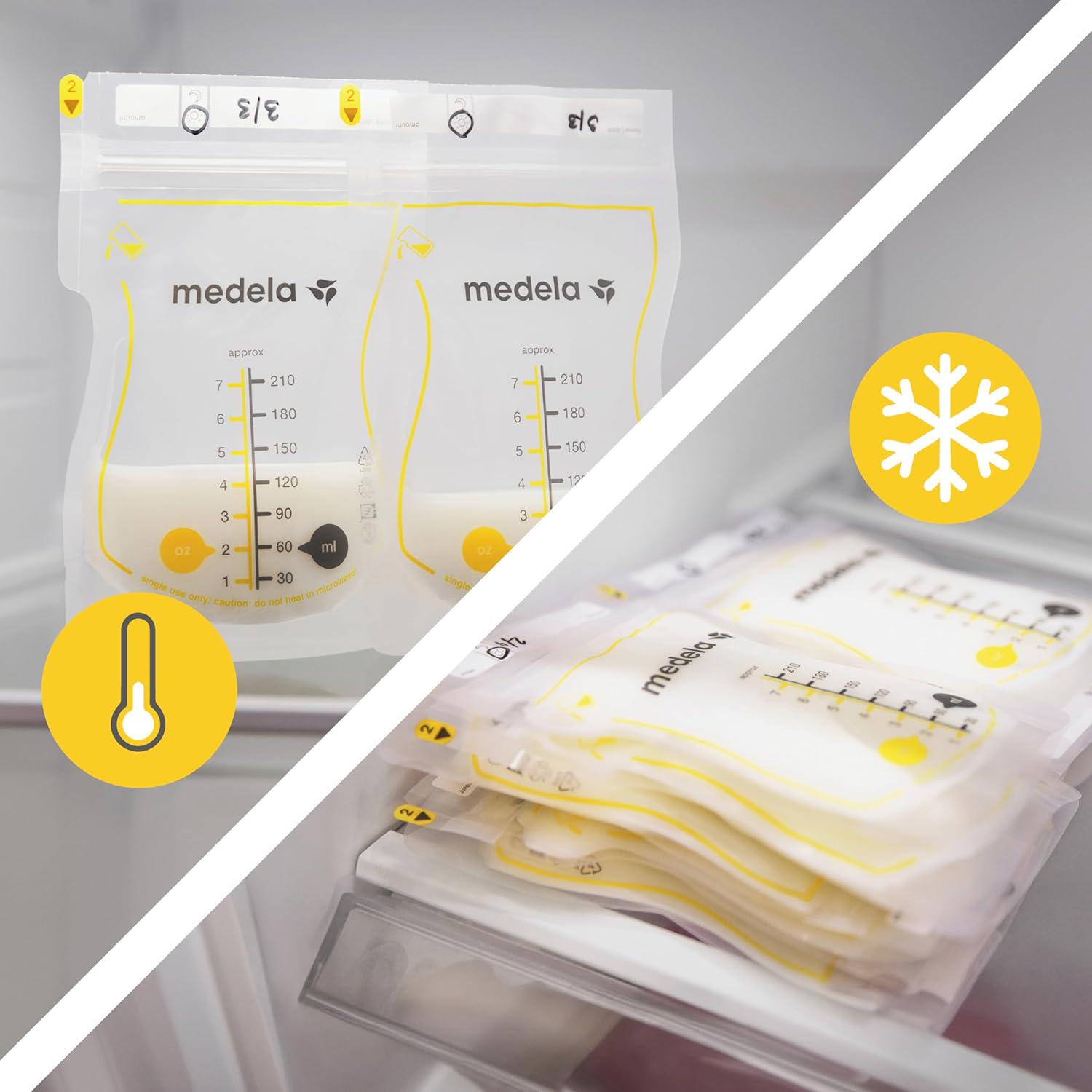 Medela Easy Pour Breastmilk Storage Bags | 100 Count 210ml | Disposable Leakproof Breast Milk Bags With Milk Protection | Recyclable And BPA Free,020451463230