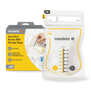 Medela Easy Pour Breastmilk Storage Bags | 50 Count 210ml | Disposable Leakproof Breast Milk Bags With Milk Protection | Recyclable And BPA Free,