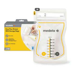 Medela Easy Pour Breastmilk Storage Bags | 100 Count 210ml | Disposable Leakproof Breast Milk Bags With Milk Protection | Recyclable And BPA Free,020451463230