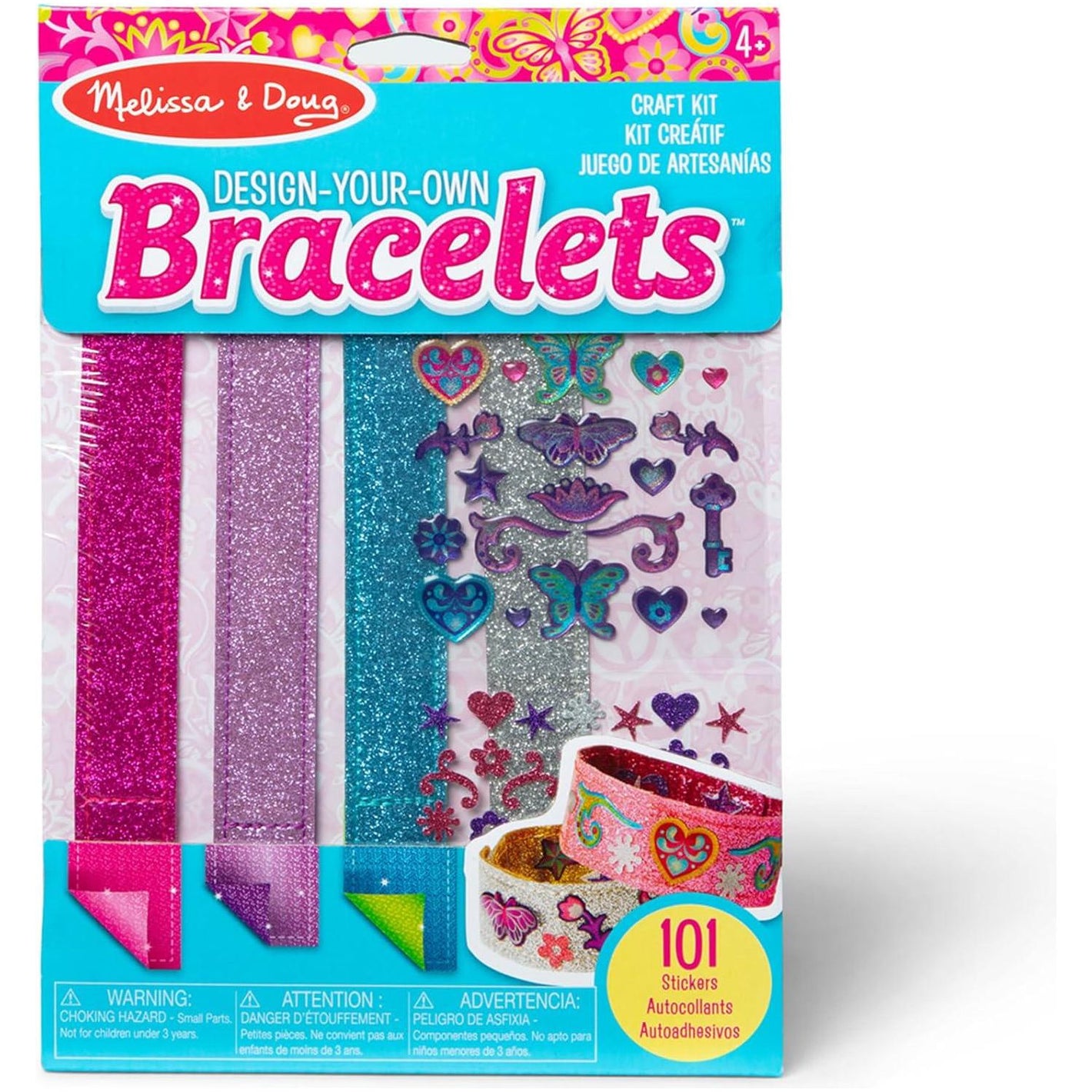 Melissa and Doug Design Your Own Bracelets Jewelry Craft Kit with 100 Gem Glitter Stickers