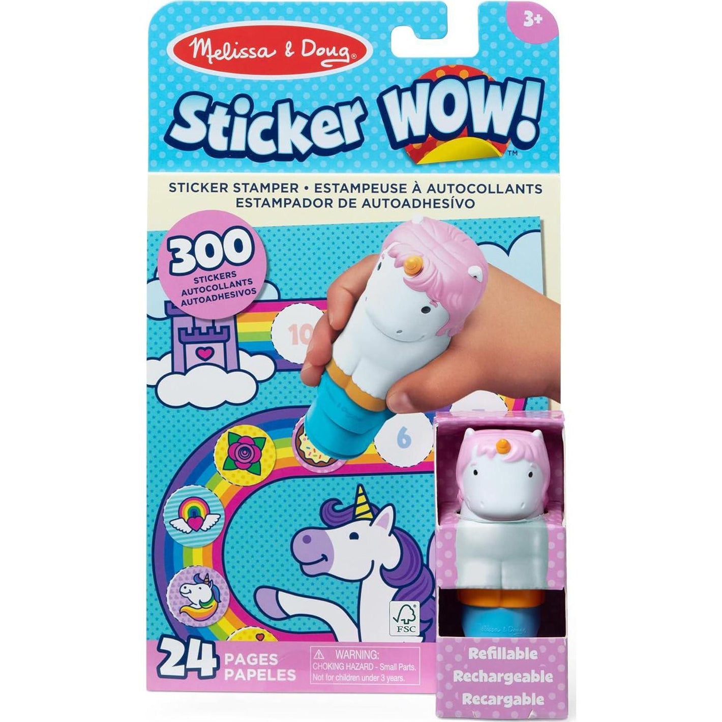Melissa & Doug Sticker WOW Activity Pad 24 Pages and Stamper 300 Stickers Unicorn