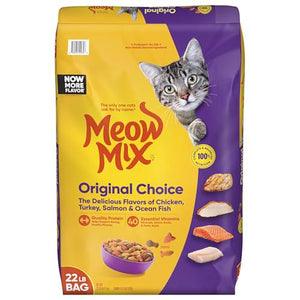 Meow Mix Original Choice Dry Cat Food Chicken Turkey Salmon Ocean Fish 22 lb Bag