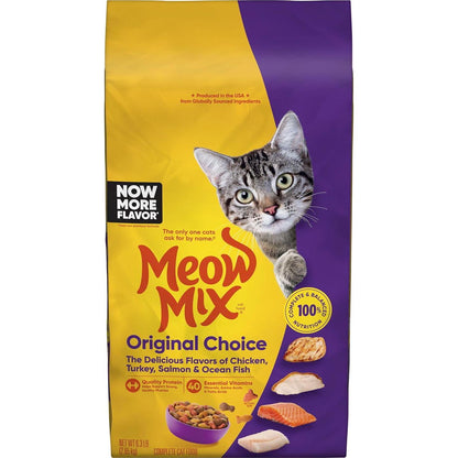 Meow Mix Original Choice Dry Cat Food, Chicken, Turkey, Salmon & Ocean Fish, 6.3 lb Bag