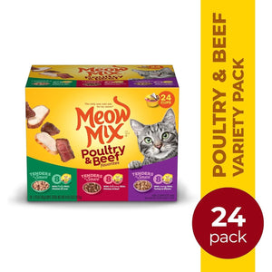 Meow Mix Tenders in Sauce Wet Cat Food Variety Pack 2.75 oz Cups Poultry and Beef Flavors Pack of 24