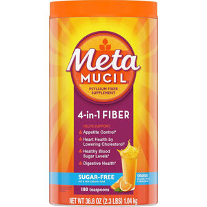 Metamucil Metamucil 4 In 1 Daily Fiber Supplement Powder, Fiber Powder For Digestive Health And Regularity*, Sugar-Free, Orange, Naturally Sourced Psyllium Fiber, 180 Teaspoons
