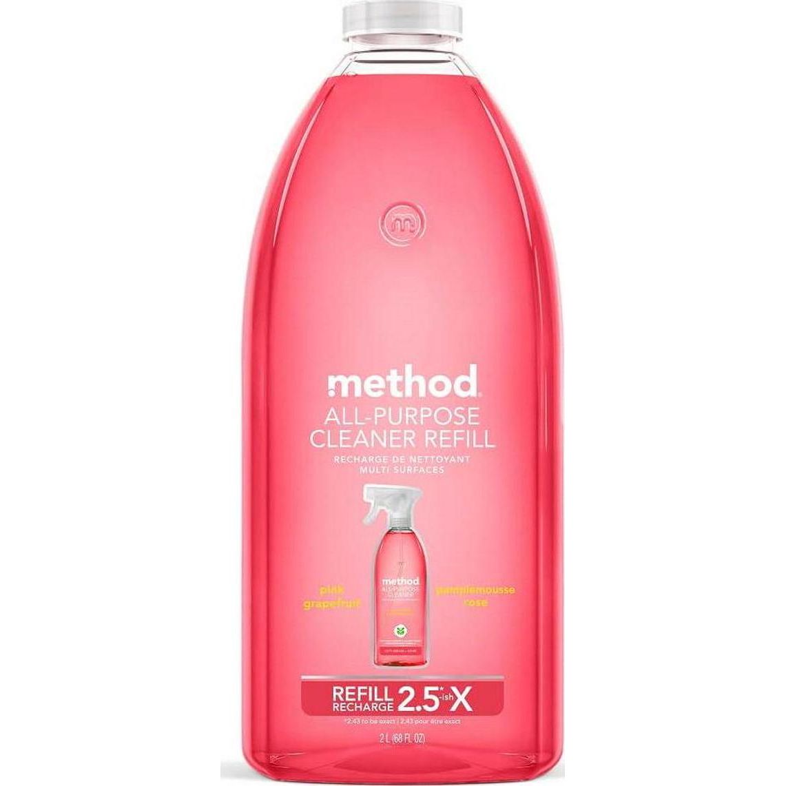 Method Naturally Derived All Purpose Surface Cleaner Refill, Pink Grapefruit Scent, 68oz